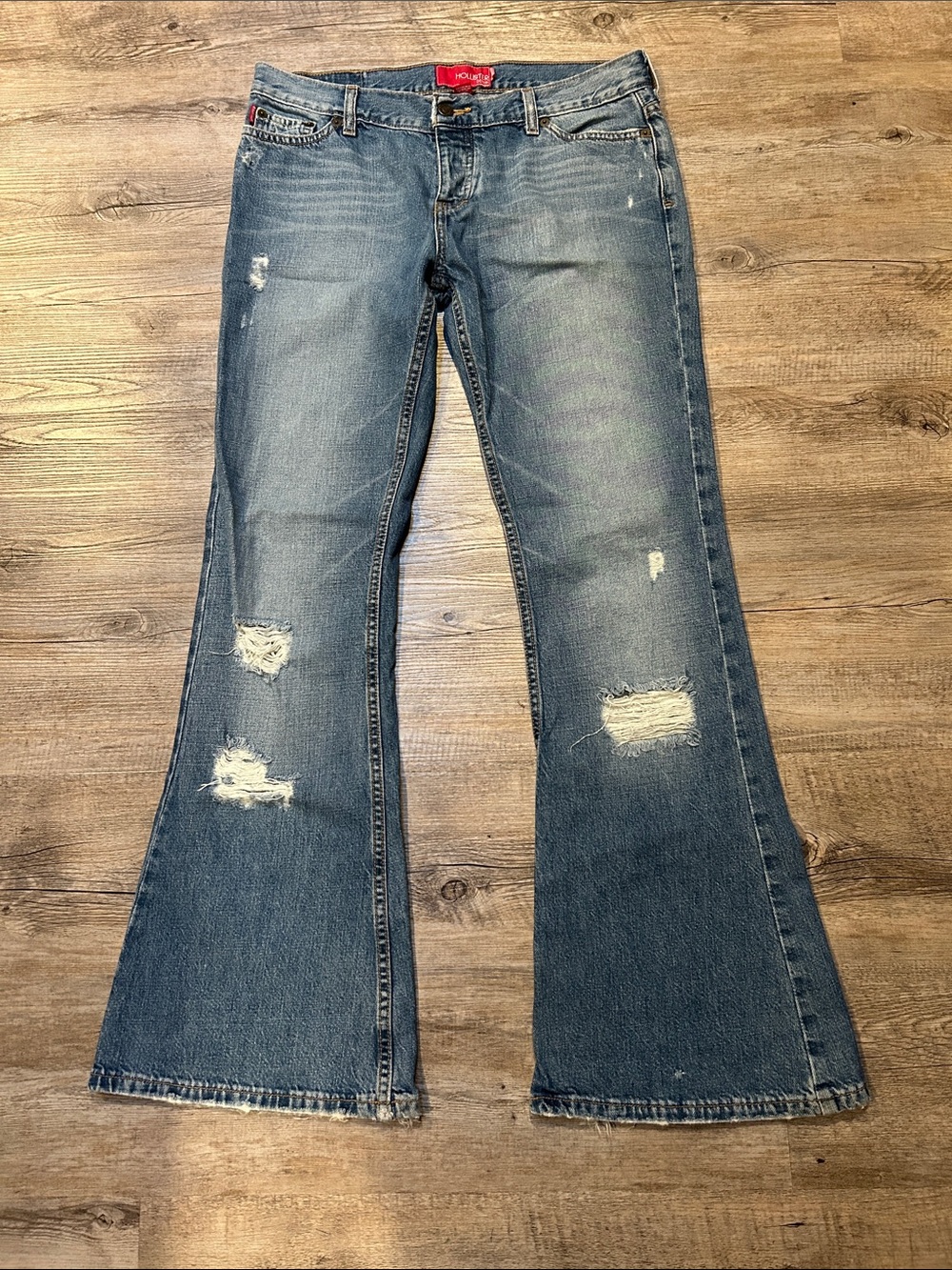 Vintage Hollister women’s Jeans 9 Distressed low rise super flare
